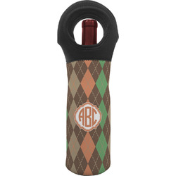 Brown Argyle Wine Tote Bag w/ Monogram