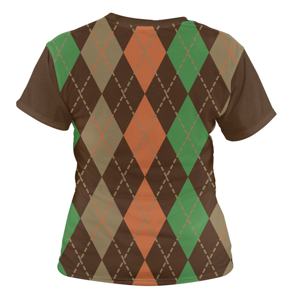 Brown Argyle Women's T-shirt Back