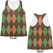 Brown Argyle Womens Racerback Tank Tops - Medium - Front and Back