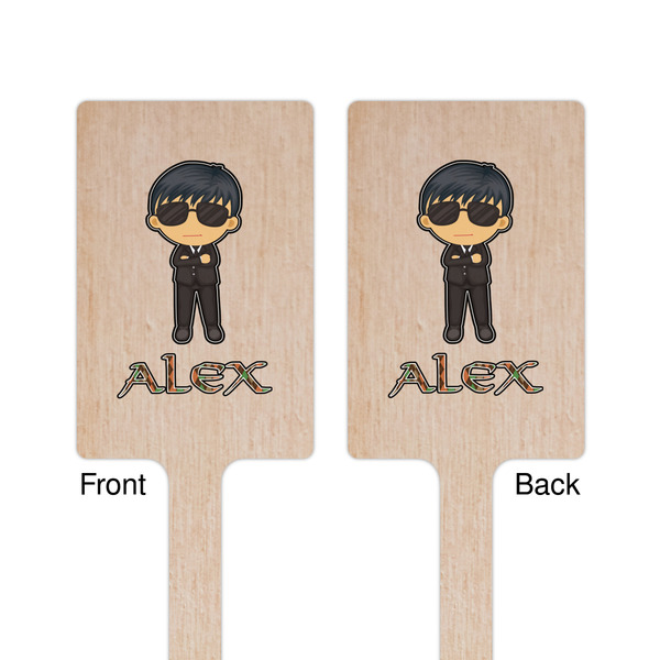 Brown Argyle Wooden 6.25" Stir Stick - Rectangular - Double Sided - Front & Back