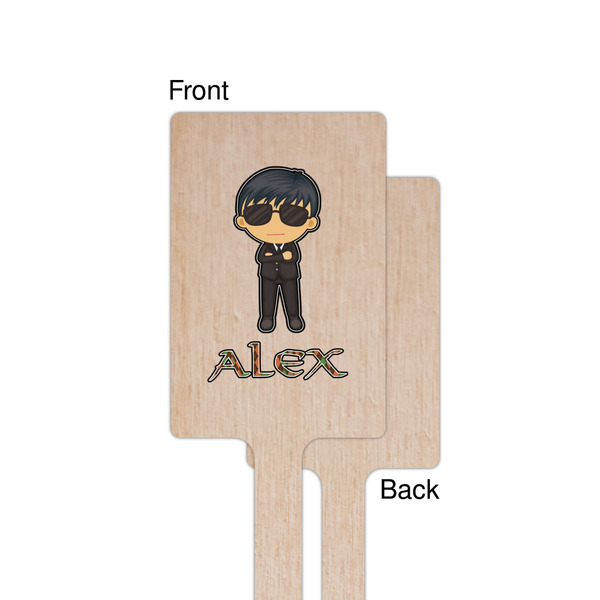 Brown Argyle Wooden 6.25" Stir Stick - Rectangular - Single - Front & Back