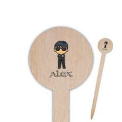 Brown Argyle 6" Round Wooden Food Picks - Single Sided (Personalized)