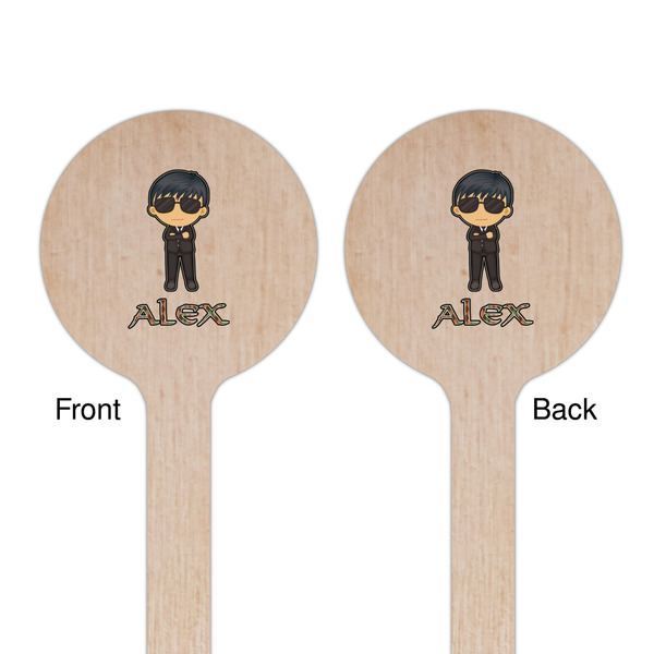 Brown Argyle Wooden 7.5" Stir Stick - Round - Double Sided - Front & Back
