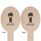 Brown Argyle Wooden Food Pick - Oval - Double Sided - Front & Back