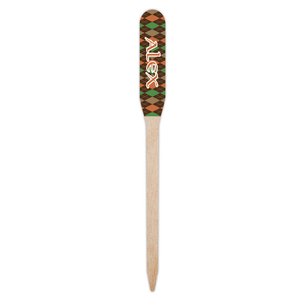 Brown Argyle Wooden Food Pick - Paddle - Single Pick