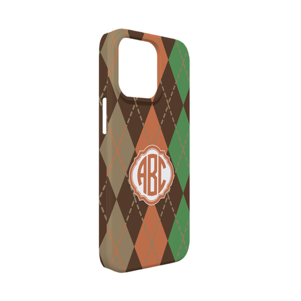 Custom Brown Argyle iPhone Case - Plastic - iPhone 13 Mini (Personalized)