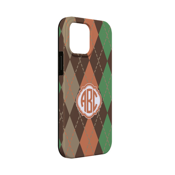 Custom Brown Argyle iPhone Case - Rubber Lined - iPhone 13 Mini (Personalized)
