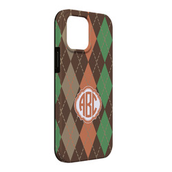 Brown Argyle iPhone Case - Rubber Lined - iPhone 13 Pro Max (Personalized)