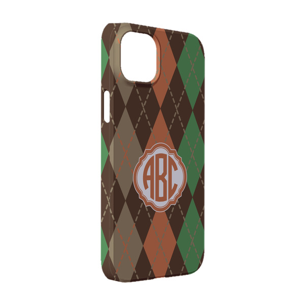 Custom Brown Argyle iPhone Case - Plastic - iPhone 14 (Personalized)