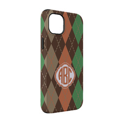 Brown Argyle iPhone Case - Rubber Lined - iPhone 14 Pro (Personalized)