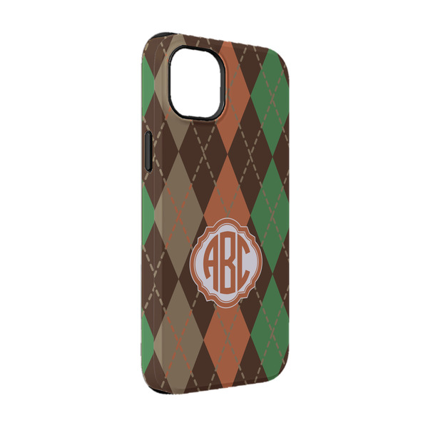 Custom Brown Argyle iPhone Case - Rubber Lined - iPhone 14 Pro (Personalized)