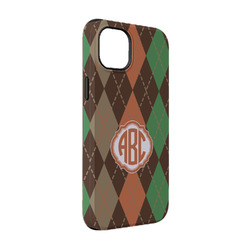 Brown Argyle iPhone Case - Rubber Lined - iPhone 14 (Personalized)