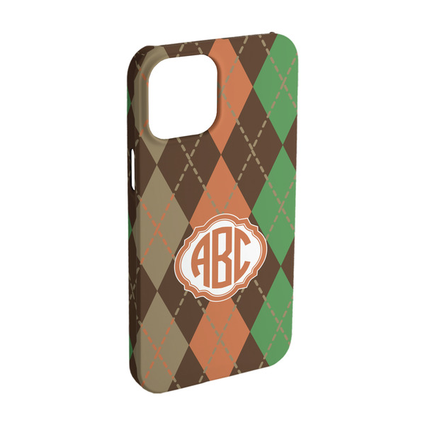 Custom Brown Argyle iPhone Case - Plastic - iPhone 15 (Personalized)