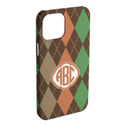 Brown Argyle iPhone Case - Plastic - iPhone 15 Plus (Personalized)