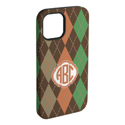 Brown Argyle iPhone Case - Rubber Lined - iPhone 15 Plus (Personalized)