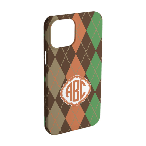 Custom Brown Argyle iPhone Case - Plastic - iPhone 15 Pro (Personalized)