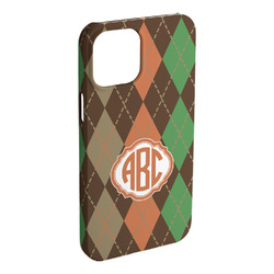 Brown Argyle iPhone Case - Plastic - iPhone 15 Pro Max (Personalized)