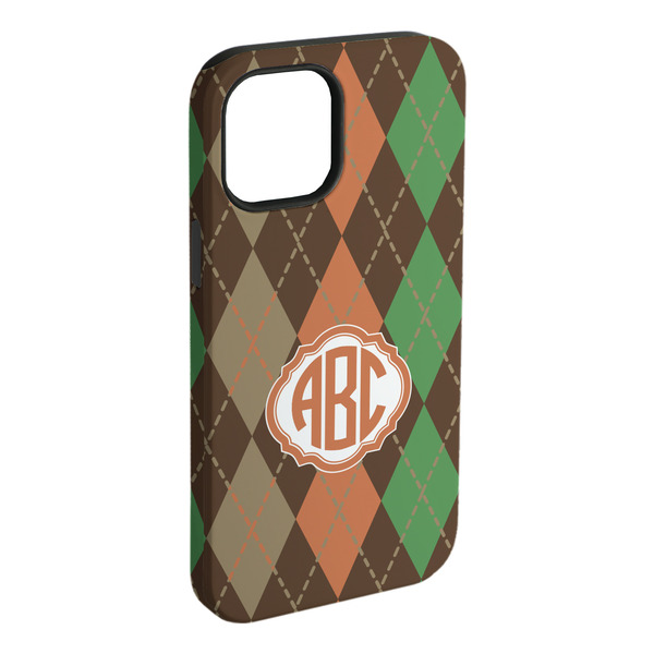 Custom Brown Argyle iPhone Case - Rubber Lined (Personalized)