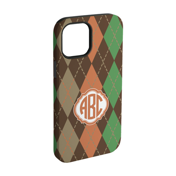 Custom Brown Argyle iPhone Case - Rubber Lined - iPhone 15 Pro (Personalized)