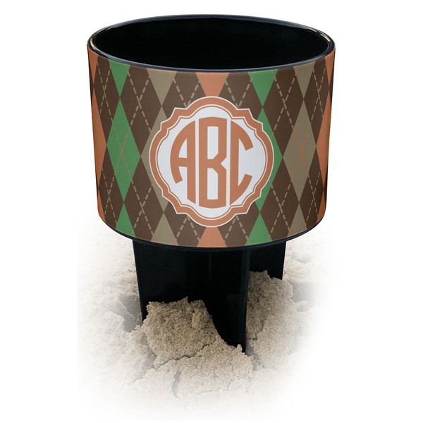 Custom Brown Argyle Black Beach Spiker Drink Holder (Personalized)