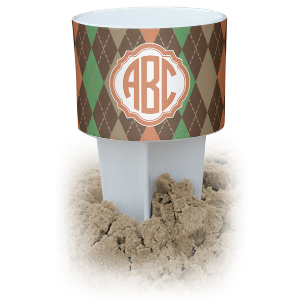 Custom Brown Argyle Beach Spiker Drink Holder (Personalized)