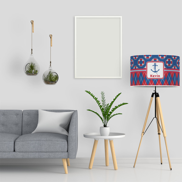 Buoy & Argyle Print 12" Drum Lampshade - LIFESTYLE