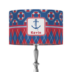 Buoy & Argyle Print 12" Drum Lamp Shade - Fabric (Personalized)