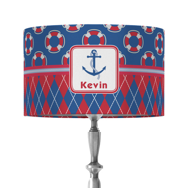 Custom Buoy & Argyle Print 12" Drum Lamp Shade - Fabric (Personalized)
