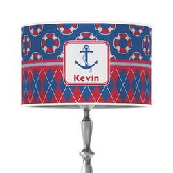 Buoy & Argyle Print 12" Drum Lamp Shade - Poly-film (Personalized)