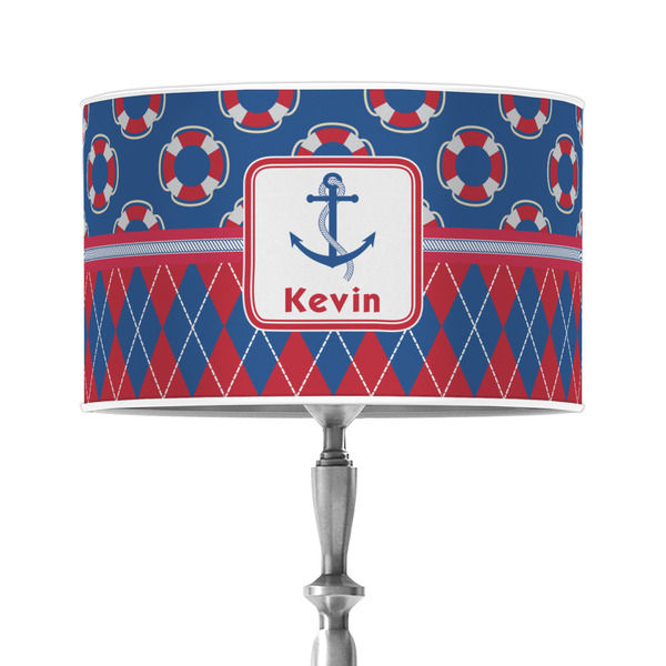 Custom Buoy & Argyle Print 12" Drum Lamp Shade - Poly-film (Personalized)