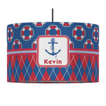 Buoy & Argyle Print 12" Drum Pendant Lamp - Fabric (Personalized)