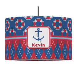 Buoy & Argyle Print 12" Drum Pendant Lamp - Fabric (Personalized)