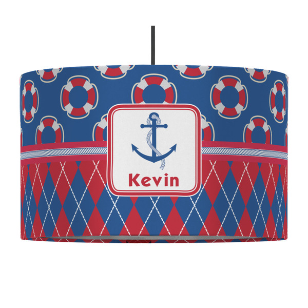 Buoy & Argyle Print 12" Drum Lampshade - PENDANT (Fabric)