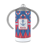 Buoy & Argyle Print 12 oz Stainless Steel Sippy Cup (Personalized)