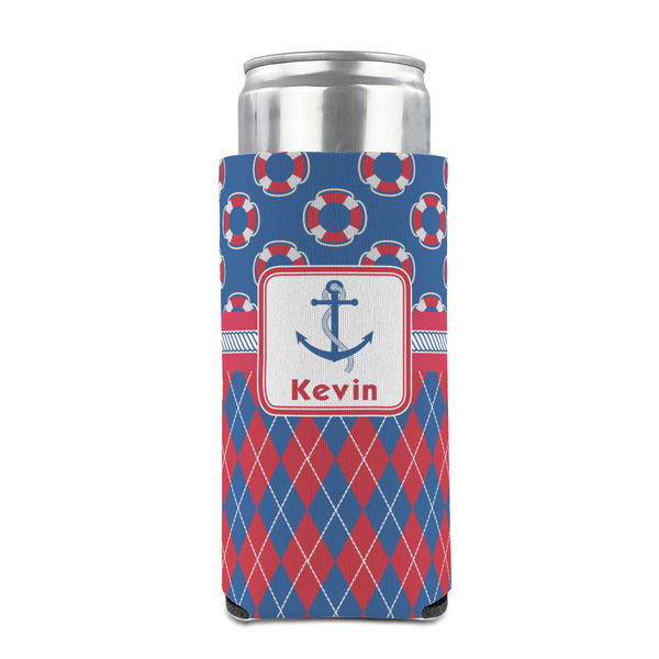 Buoy & Argyle Print 12oz Tall Can Sleeve - FRONT (on can)