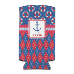 Buoy & Argyle Print Can Cooler (tall 12 oz) (Personalized)