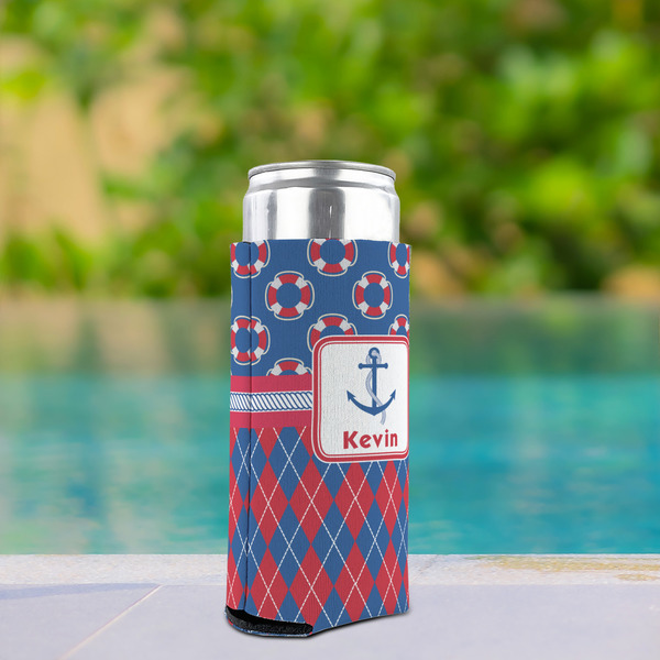 Buoy & Argyle Print Can Cooler - Tall 12oz - In Context