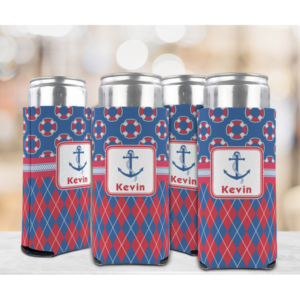 Buoy & Argyle Print 12oz Tall Can Sleeve - Set of 4 - LIFESTYLE
