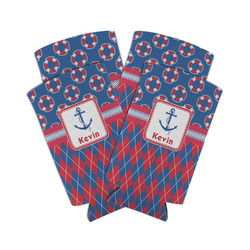Buoy & Argyle Print Can Cooler (tall 12 oz) - Set of 4 (Personalized)