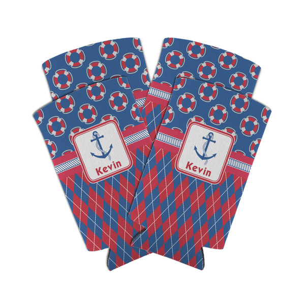 Custom Buoy & Argyle Print Can Cooler (tall 12 oz) - Set of 4 (Personalized)