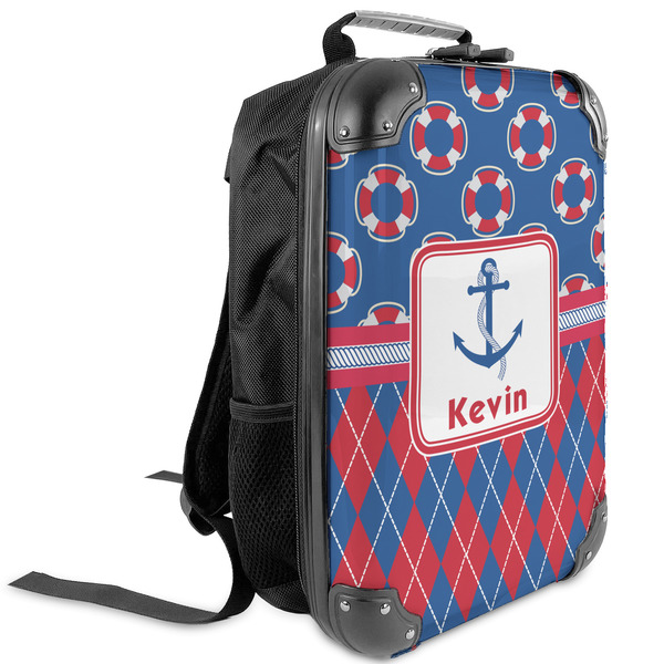 Custom Buoy & Argyle Print Kids Hard Shell Backpack (Personalized)
