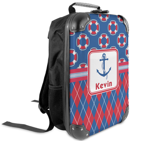 Custom Buoy & Argyle Print Kids Hard Shell Backpack (Personalized)
