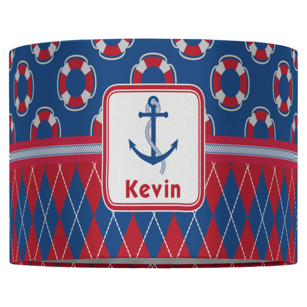 Buoy & Argyle Print 16" Drum Lampshade - FRONT (Fabric)