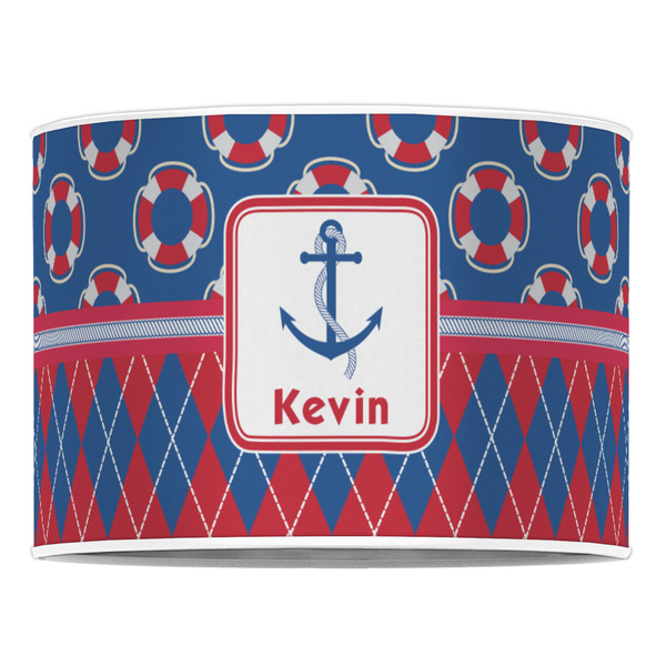 Buoy & Argyle Print 16" Drum Lampshade - FRONT (Poly Film)