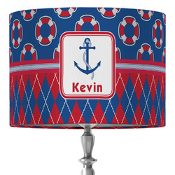 Buoy & Argyle Print 16" Drum Lamp Shade - Fabric (Personalized)
