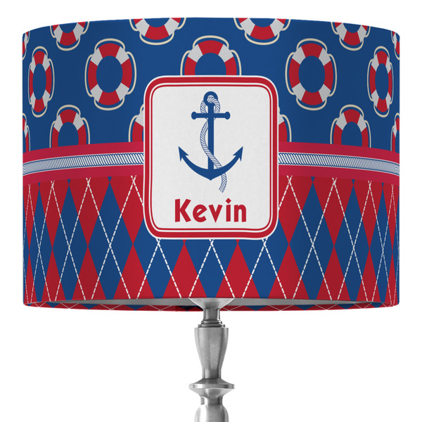 Custom Buoy & Argyle Print 16" Drum Lamp Shade - Fabric (Personalized)