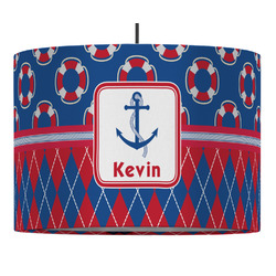 Buoy & Argyle Print Drum Pendant Lamp (Personalized)