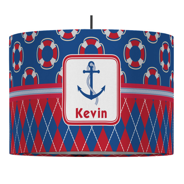 Custom Buoy & Argyle Print Drum Pendant Lamp (Personalized)