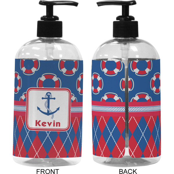 Buoy & Argyle Print 16 oz Plastic Liquid Dispenser (Approval) - Black