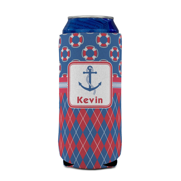 Buoy & Argyle Print 16oz Can Sleeve - FRONT (on can)